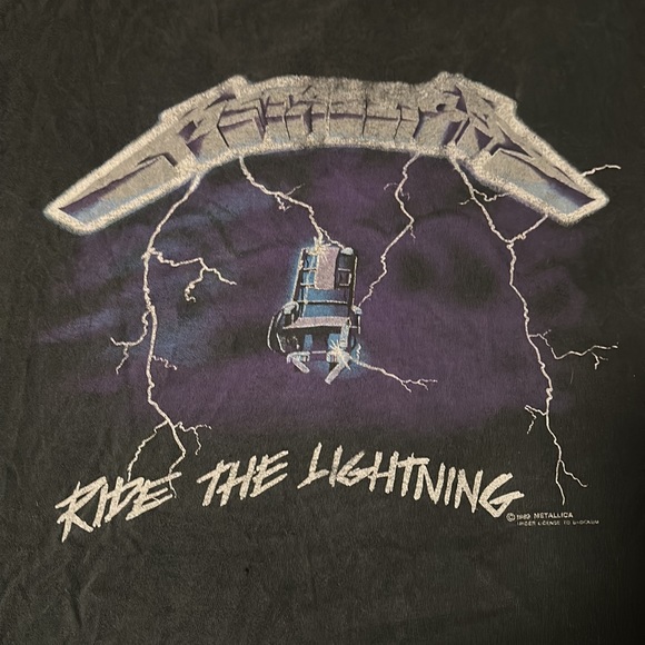 Vintage 1991 Faded Metallica “Ride the Lightning” Band Graphic Tee Men’s XL - Picture 5 of 11
